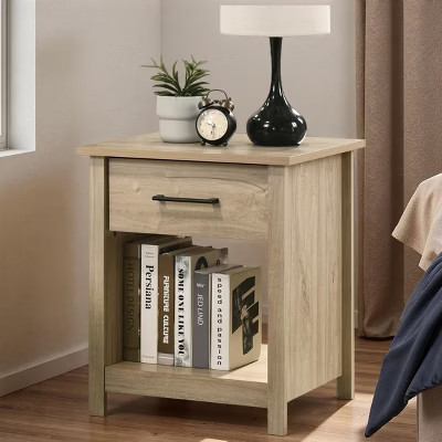 FONTOI Nightstands with Single-Drawer and Open Shelf with Metal Handle, Compact Practical Bedside Table for Bedroom, Yellow, 18"*20"*24" | Target