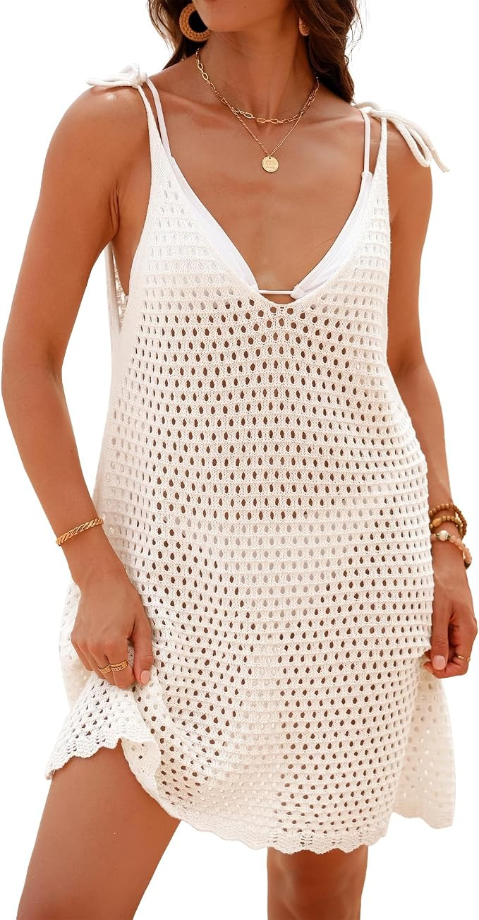 Bsubseach Swimsuit Coverup for Women Crochet Bathing Suit Cover Up 2026 Summer Swimwear Knit Slee... | Amazon (US)