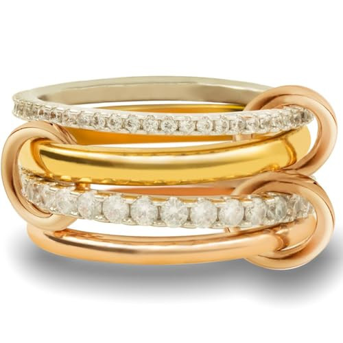 Bopiu Stackable Rings Non Tarnish, Dainty CZ Cubic Zirconia 18k Gold Plated, Knuckle Rings Set (Gold, 10) | Amazon (US)