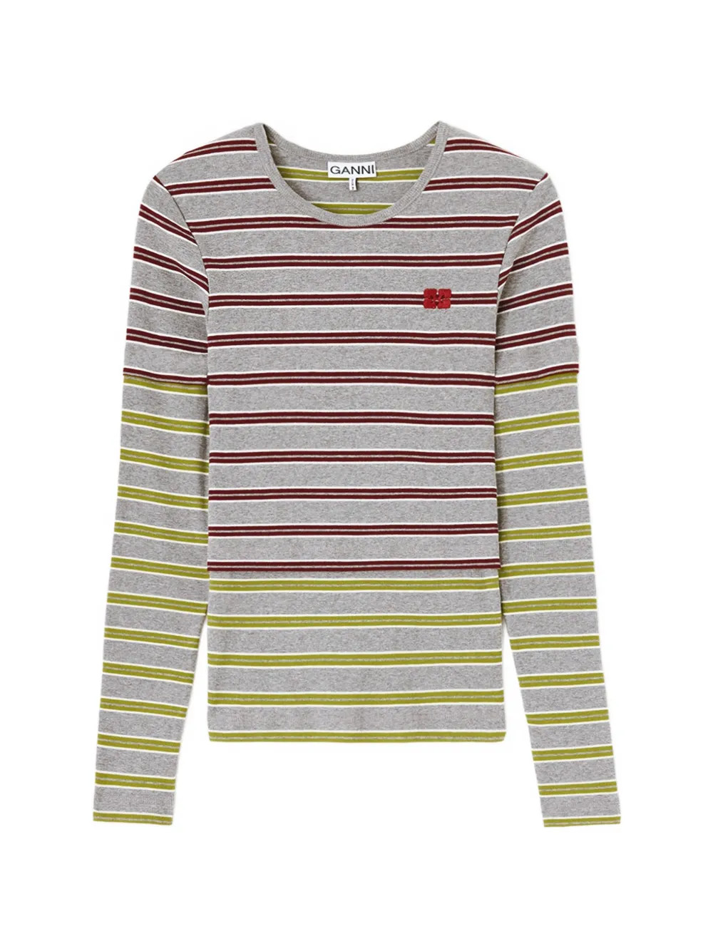 GANNI long-sleeve top in Double Stripe - Grey | Farfetch Global