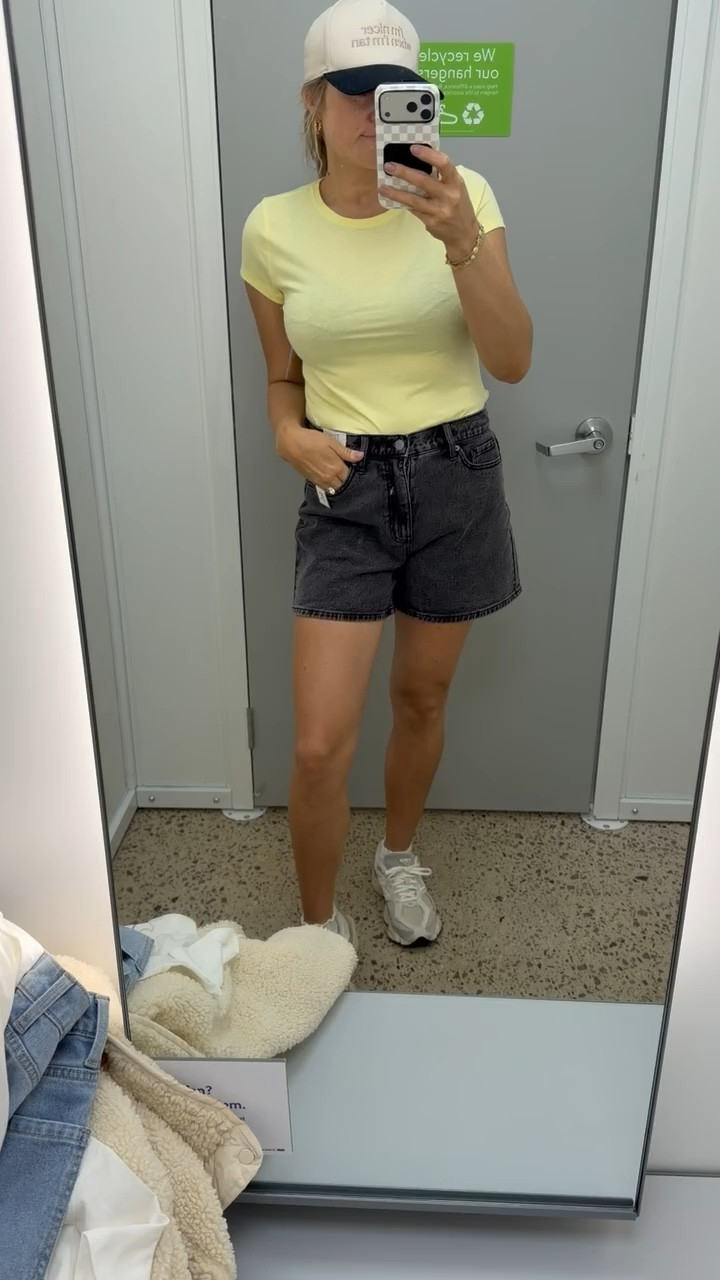 This is one of those outfits that just works every time. A fitted tee, denim shorts, and sneakers but the pop of yellow makes it feel fresh and a little more styled.

basic outfit elevated, summer outfit, casual everyday style, denim shorts outfit, fitted tee, neutral sneakers, easy outfit idea, minimal style, SavannahK 

#LTKootd #LTKSeasonal #LTKTravel