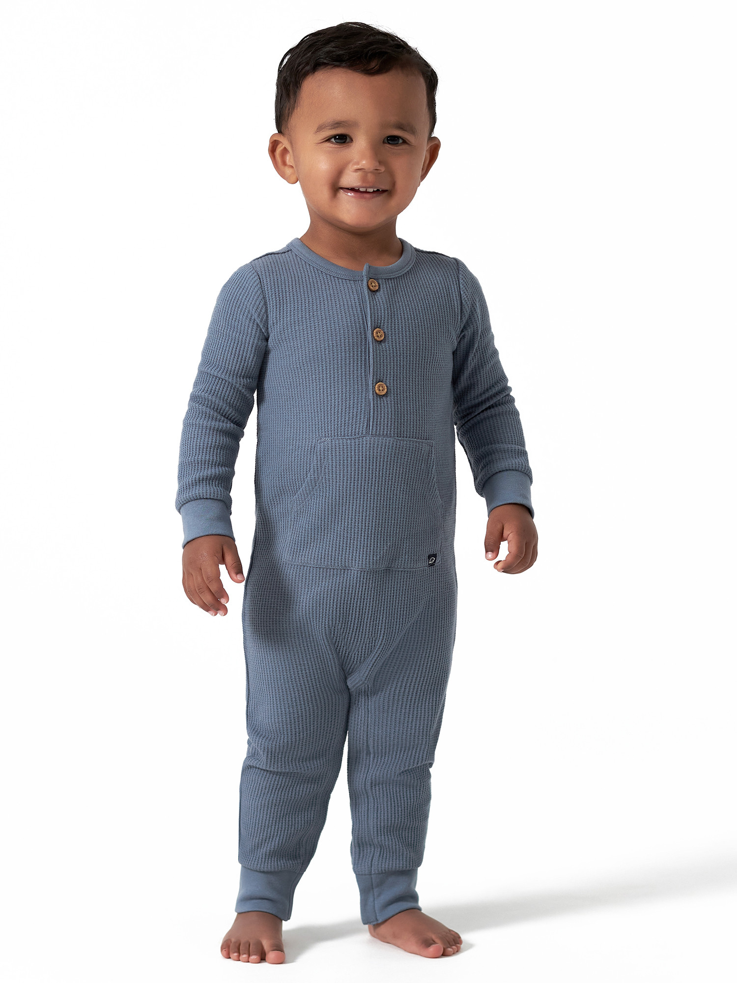 Modern Moments by Gerber Baby Boy Waffle Long Sleeve Romper, Sizes 0/3-24 Months | Walmart (US)