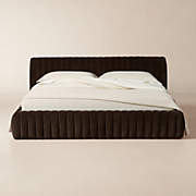 Wolcott Channeled Mink Brown Velvet King Bed – 2 Sizes – Custom Material | CB2