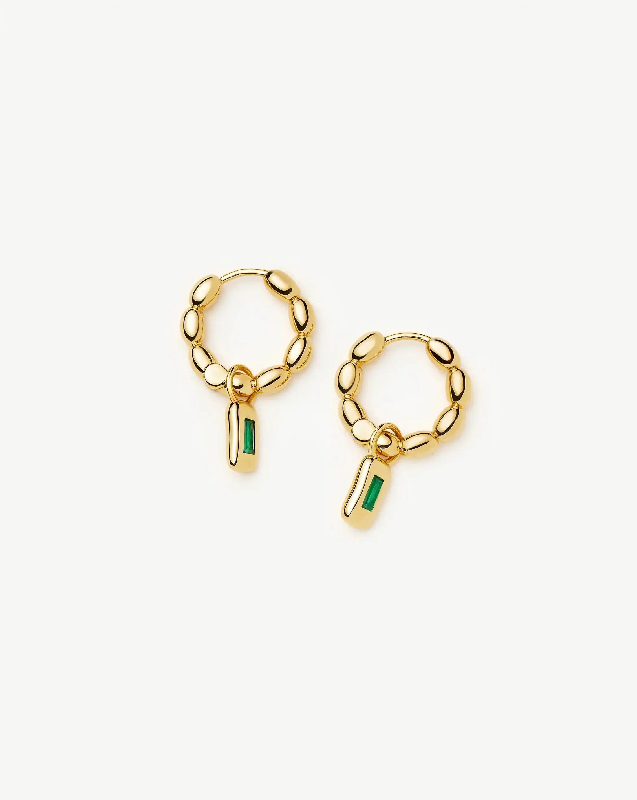 Molten Gemstone Charm Hoop Earrings in Gold | Missoma UK | Missoma UK