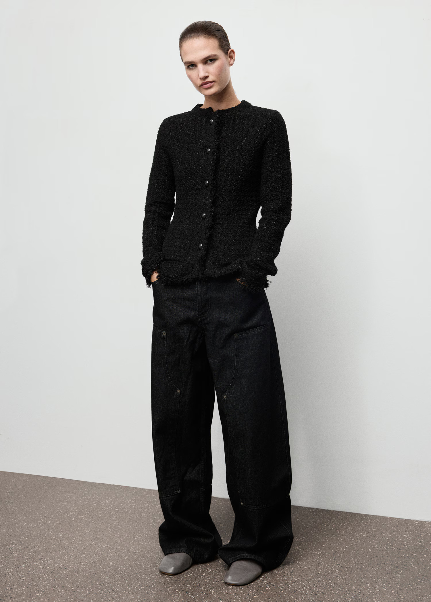 Tweed cardigan with frayed trims | MANGO (UK)