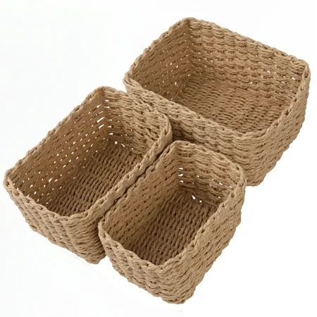 Chicgrowth Wicker Baskets Storage Woven Bin Beige 3 Packs Soft | Walmart (US)