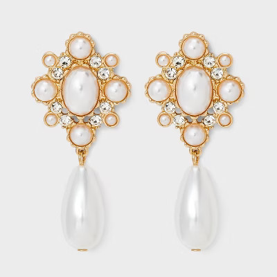 Gala Pearl Drop Earrings - A New Day™ Pearl/Gold | Target