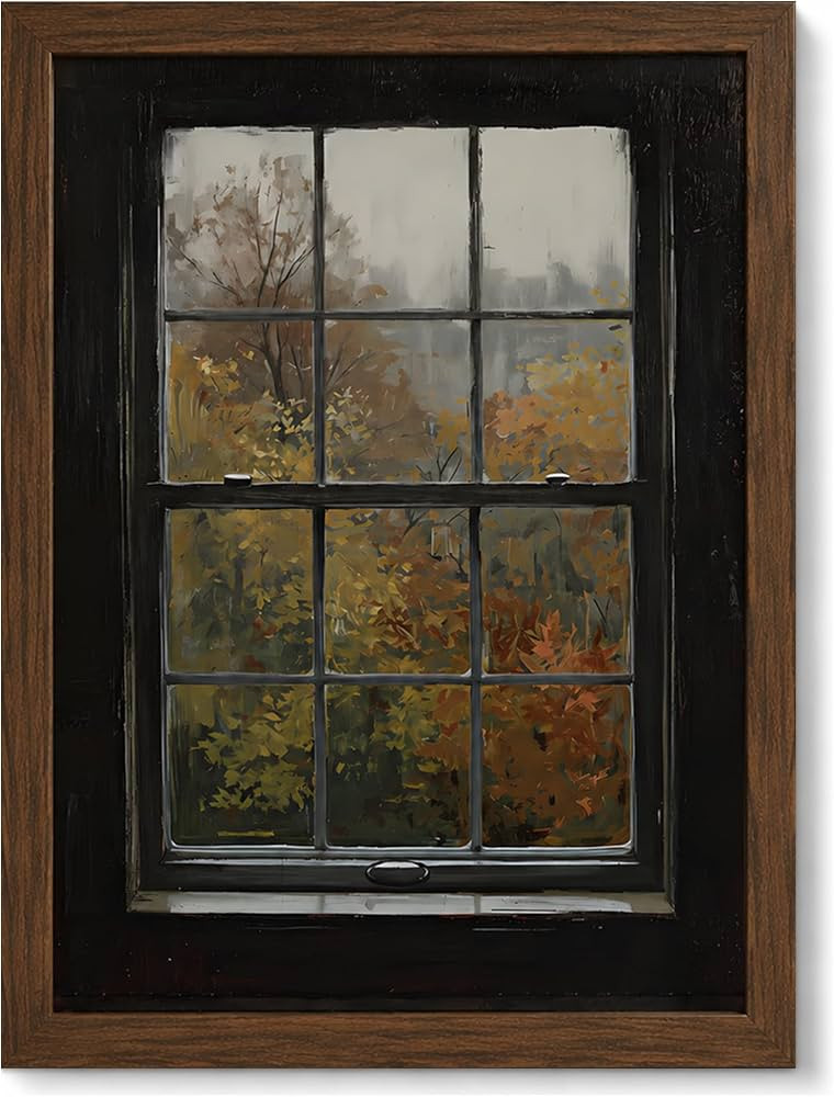 YPDQJW Walnut Fall Window Wall Art, Framed Autumn Canvas Print, 8x10 in | Amazon (US)