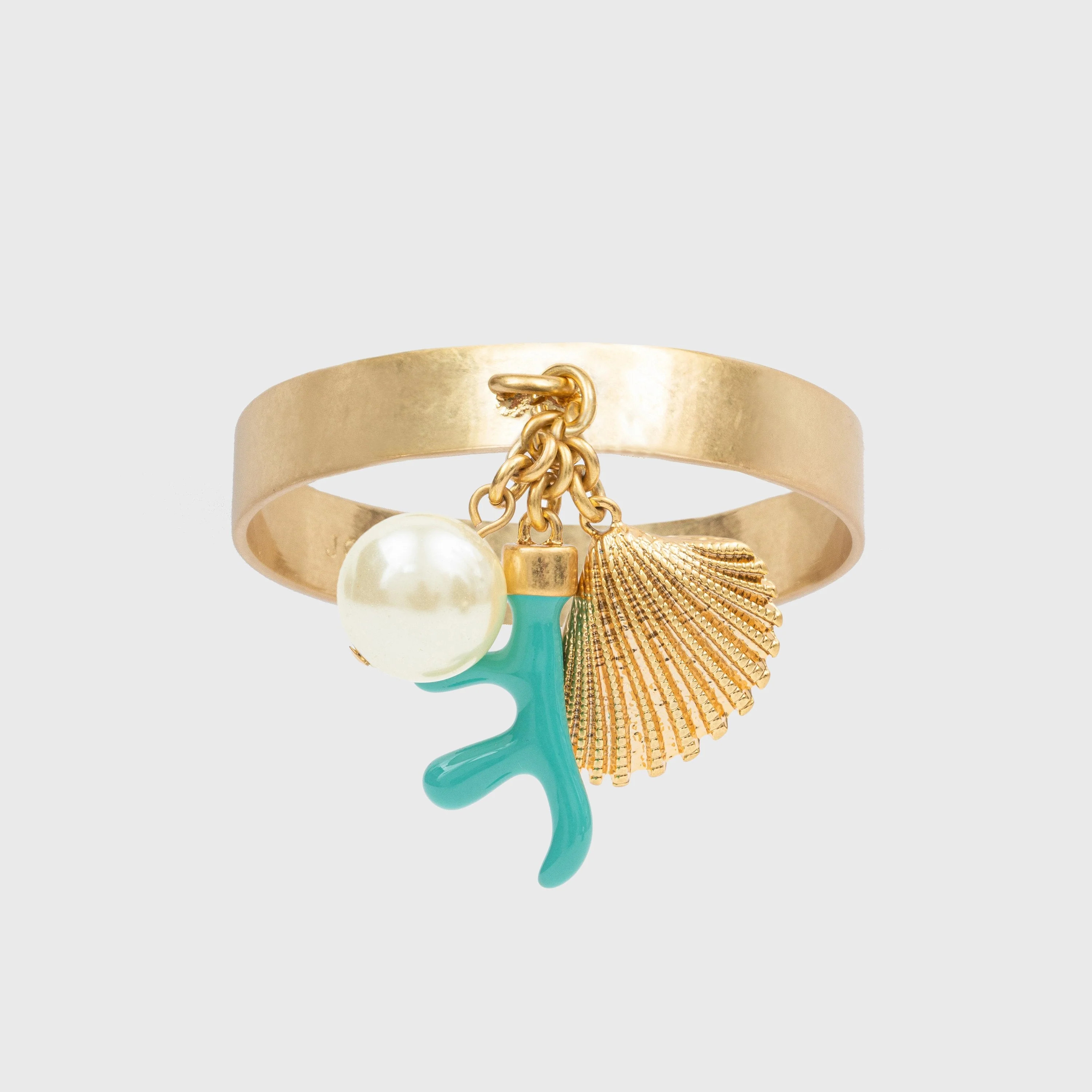 Coral and shell skinny napkin rings, turquoise, set of four | Gorgeous Living