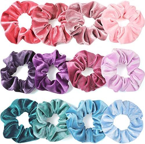 IVARYSS Scrunchies for Girls, 12 Pcs Velvet Scrunchies for Hair, Soft Ponytail Holder, Cute Colors E | Amazon (US)