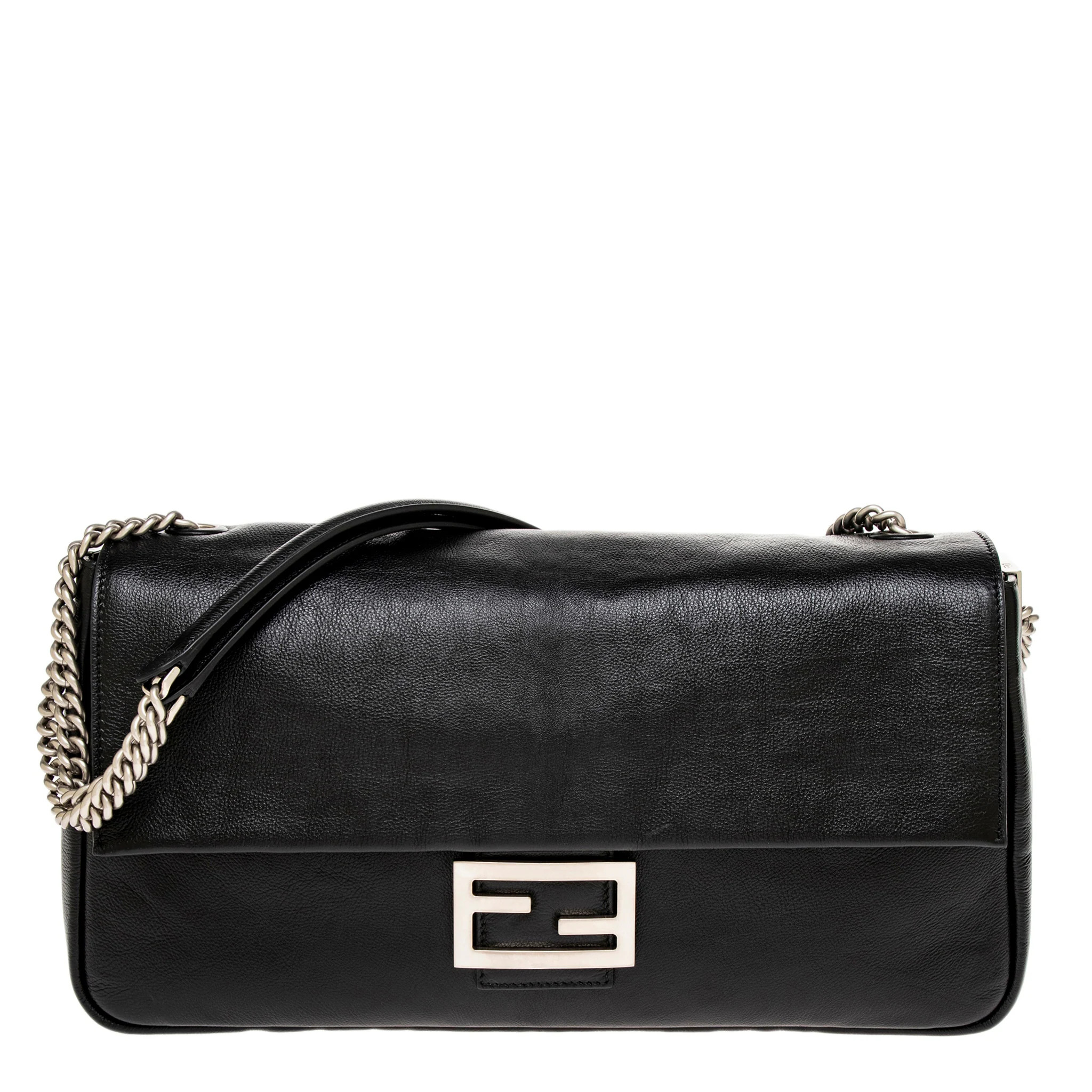 Fendi Large Baguette Chain Bag - Black | Overstock