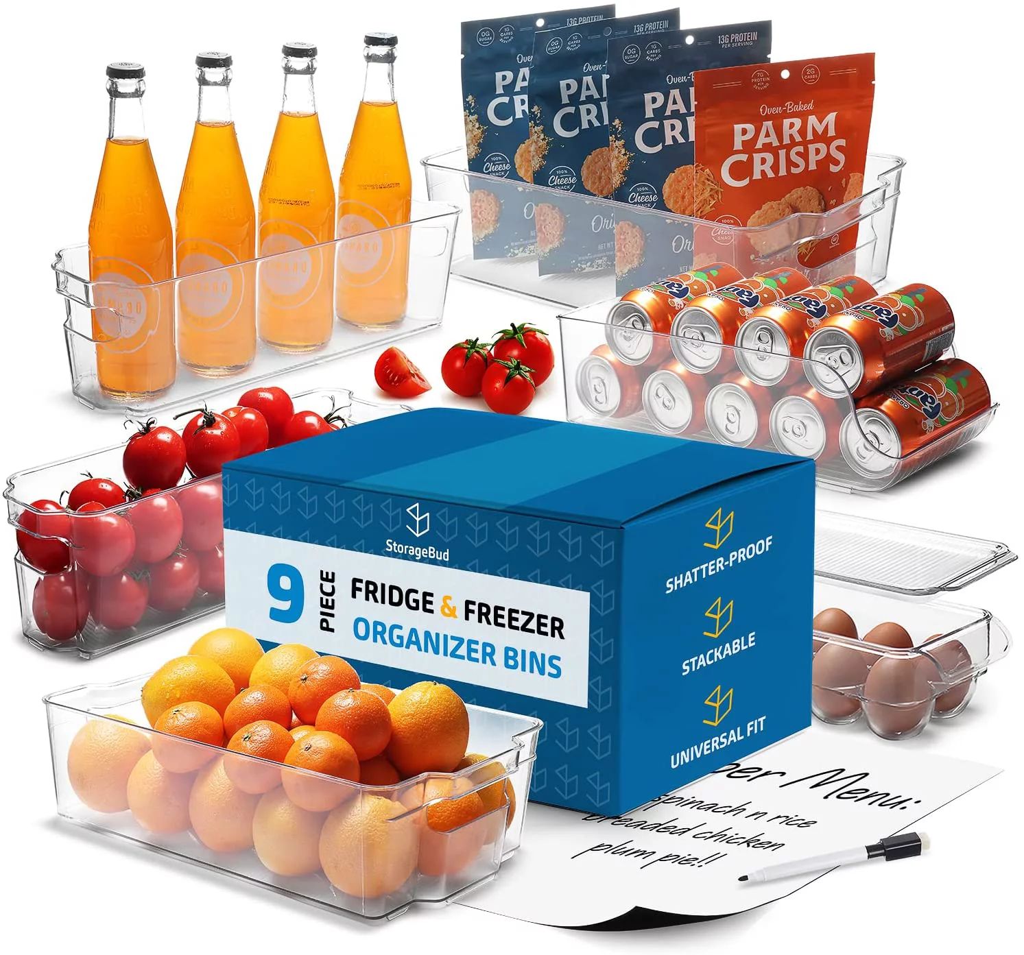 Refrigerator Organizer Bins - Stackable Storage Containers For Fridge, Freezer, Pantry, Kitchen, ... | Walmart (US)