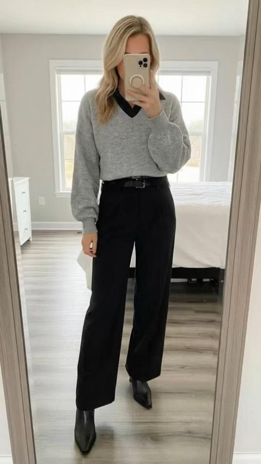 Clean, classic, and effortlessly polished 🖤🤍
A gray sweater with black cuffs and collar paired with tailored black slacks and sleek boots is the definition of elevated winter style. Simple, timeless, and perfect for workdays, meetings, dinner plans, or anytime you want to look put together with minimal effort. This is a no-fail outfit you can wear on repeat all season long.

gray sweater outfit, black slacks look, winter workwear, chic office outfit, minimalist winter style, elevated basics, neutral outfit inspo, Amazon fashion finds, polished everyday look, LTK winter outfits


#LTKmomlife #LTKootd #LTKdayinmylife