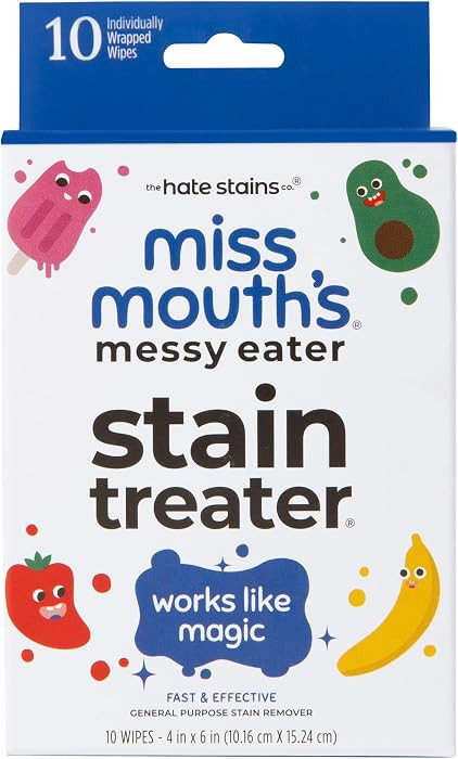 Miss Mouth's Messy Eater Stain Treater Wipes - 10 Pack Stain Remover Wipes- Newborn & Baby Essent... | Amazon (US)