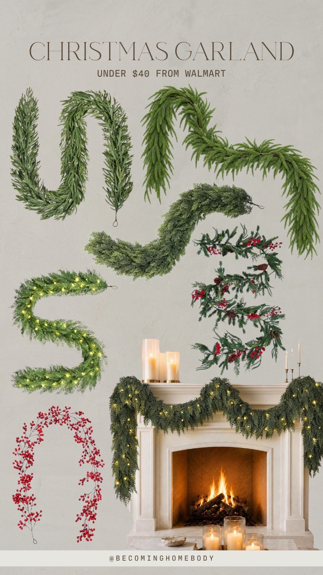 Christmas garland from Walmart — and it’s all under $40! 🙌🏻