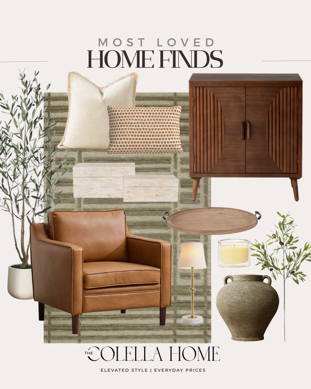 Most loved home finds include vase, greenery stem, tray, small cabinet, throw pillows, faux tree, decorative boxes, accent chair, area rug.

Home decor, home must haves, looks for less, styled home

#LTKHome #LTKSaleAlert #LTKSeasonal