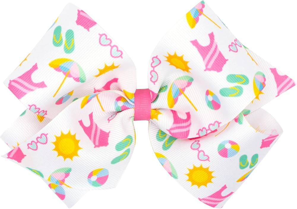 Wee Ones Girls' Summer Print Grosgrain Hair Bows on a WeeStay Hair Clip, King, Summer | Amazon (US)