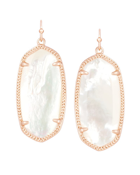 Elle Rose Gold Drop Earrings in Ivory Pearl