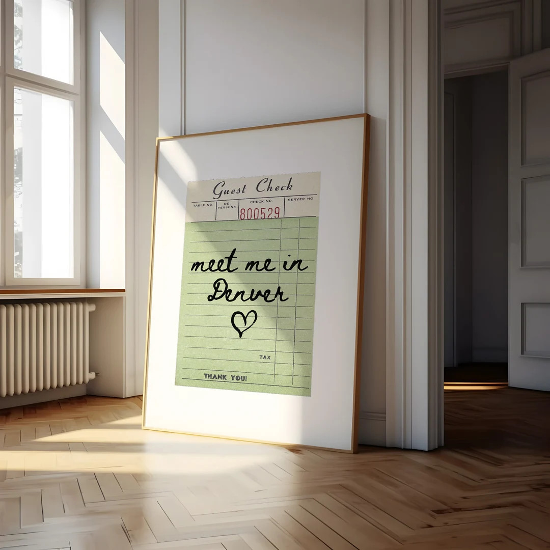 Denver Guest Check Print Poster Wall Art Denver Colorado Art Maximalist Denver Art Heart Art Prin... | Etsy (US)