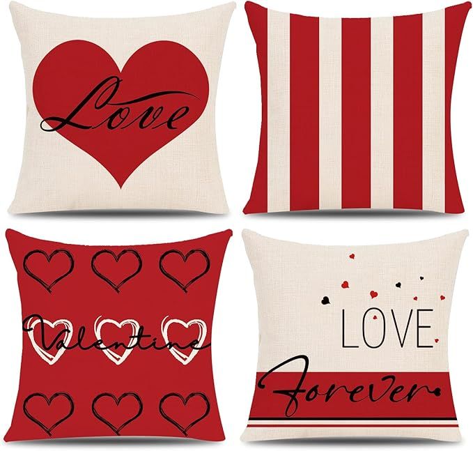 Henviro Valentines Day Pillow Covers 18x18 - Valentines Day Decor for Home Valentine Spring Farmhous | Amazon (US)