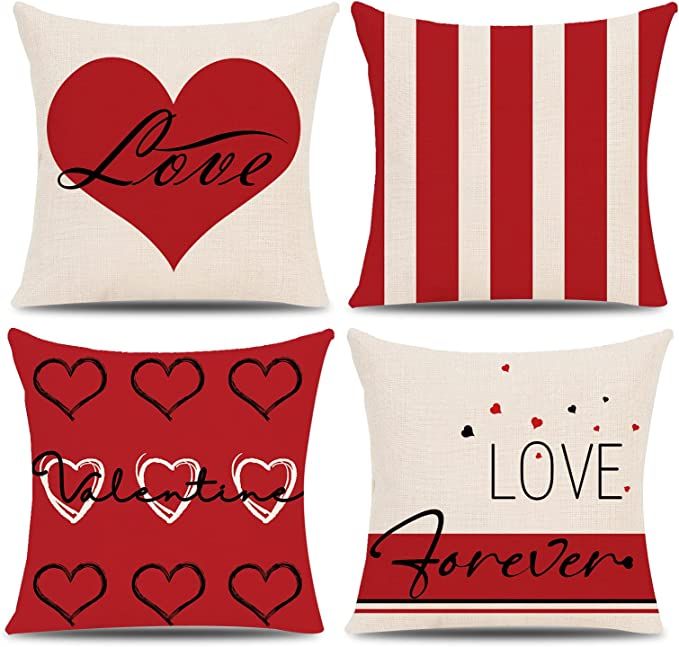 Henviro Valentines Day Pillow Covers 18x18 - Valentines Day Decor for Home Valentine Spring Farmhous | Amazon (US)