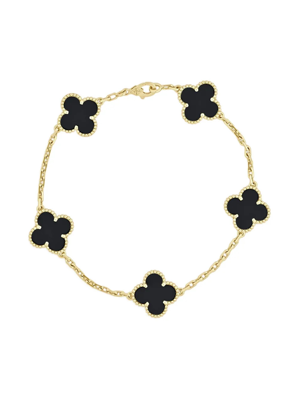 Van Cleef & Arpels Pre-Owned 18K yellow gold Alhambra onyx bracelet | Farfetch Global