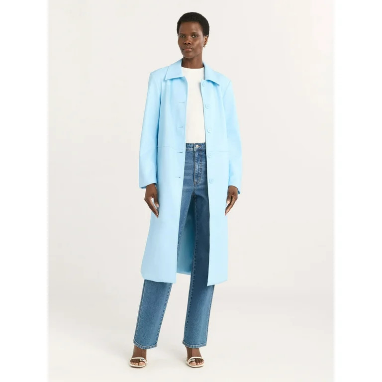 Scoop Women's Faux Leather Utility Trench Coat, Sizes XS-XXL | Walmart (US)