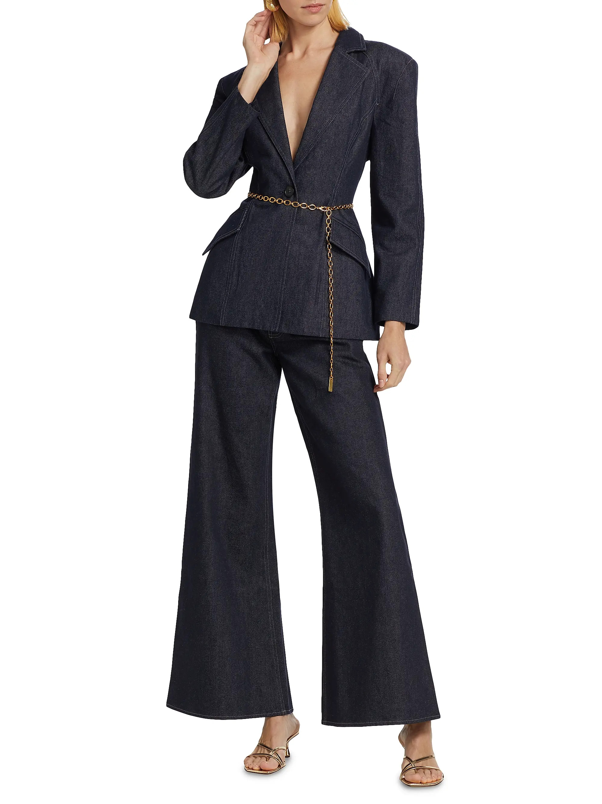 Shop Et Ochs Owen Structured Denim Blazer | Saks Fifth Avenue | Saks Fifth Avenue