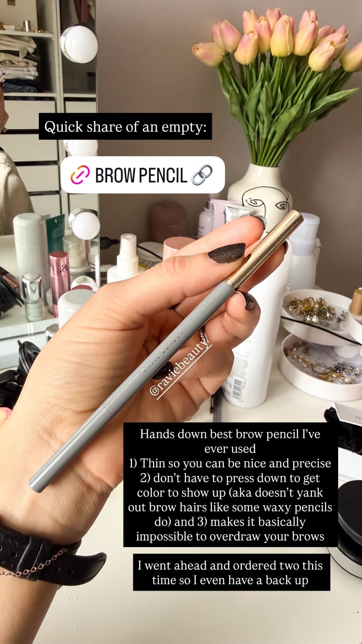 Hands down best brow pencil I’ve ever used 
1) Thin so you can be nice and precise 2) don’t have to press down to get color to show up (aka doesn’t yank out brow hairs like some waxy pencils do) and 3) makes it basically impossible to overdraw your brows 

I went ahead and ordered two this time so I even have a back up  Quick share of an empty: @raviebeauty

#LTKBeauty #LTKmorningroutine