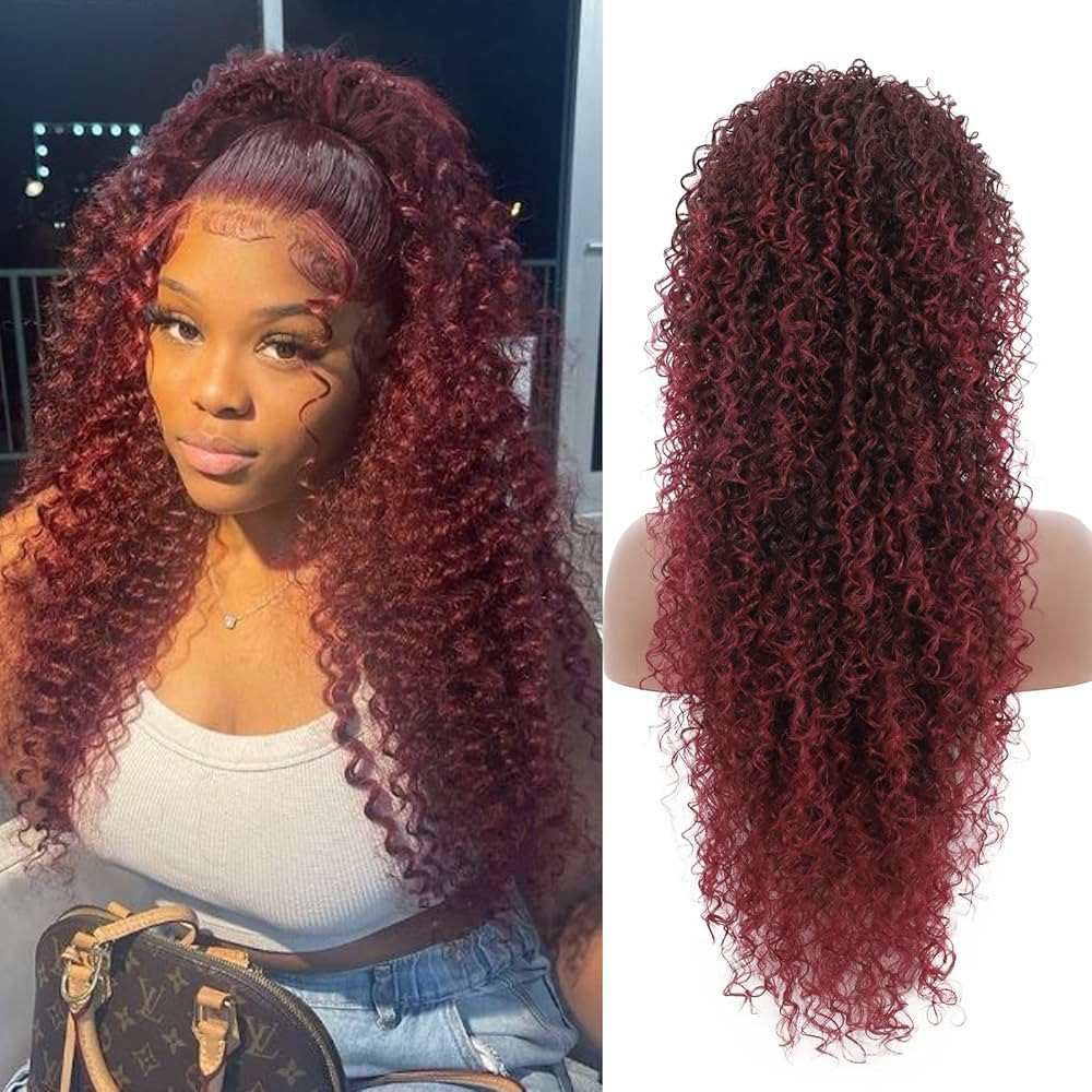 Youthfee 27” Drawstring Ponytail Deep Curly Heat Resistant Synthetic Instant Clip Ponytail Exte... | Amazon (US)
