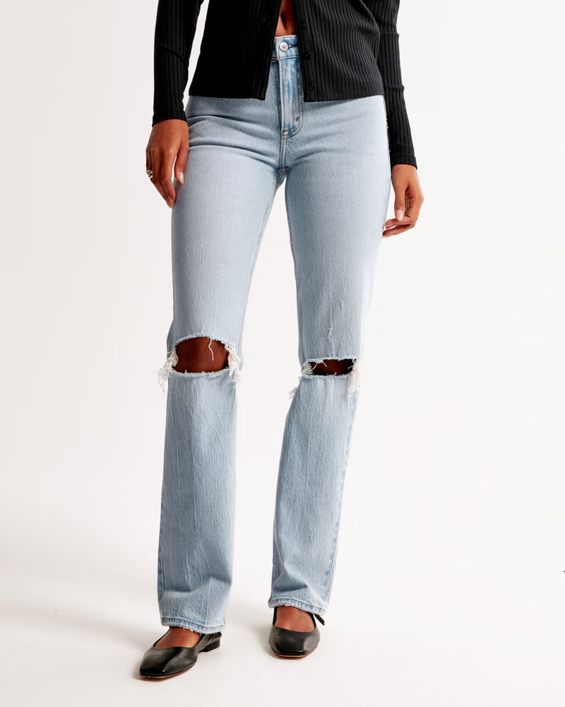 Women's Mid Rise 90s Straight Jean | Women's Bottoms | Abercrombie.com | Abercrombie & Fitch (US)