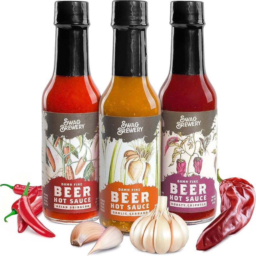 Beer-infused Hot Sauce Variety 3-pack (Includes Asian Sriracha, Garlic Serrano, & Roasty Chipotle... | Amazon (US)