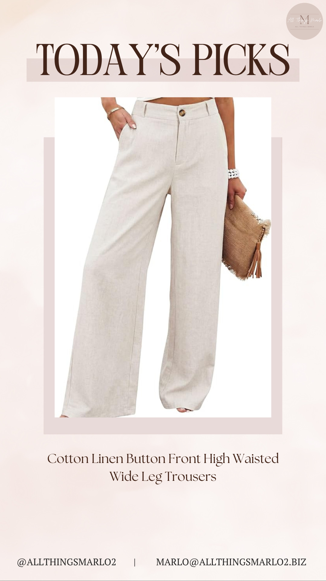 Cotton Linen Button Front High Waisted Wide Leg Trousers 

 #LTKSeasonal #LTKWorkwear #LTKTravel