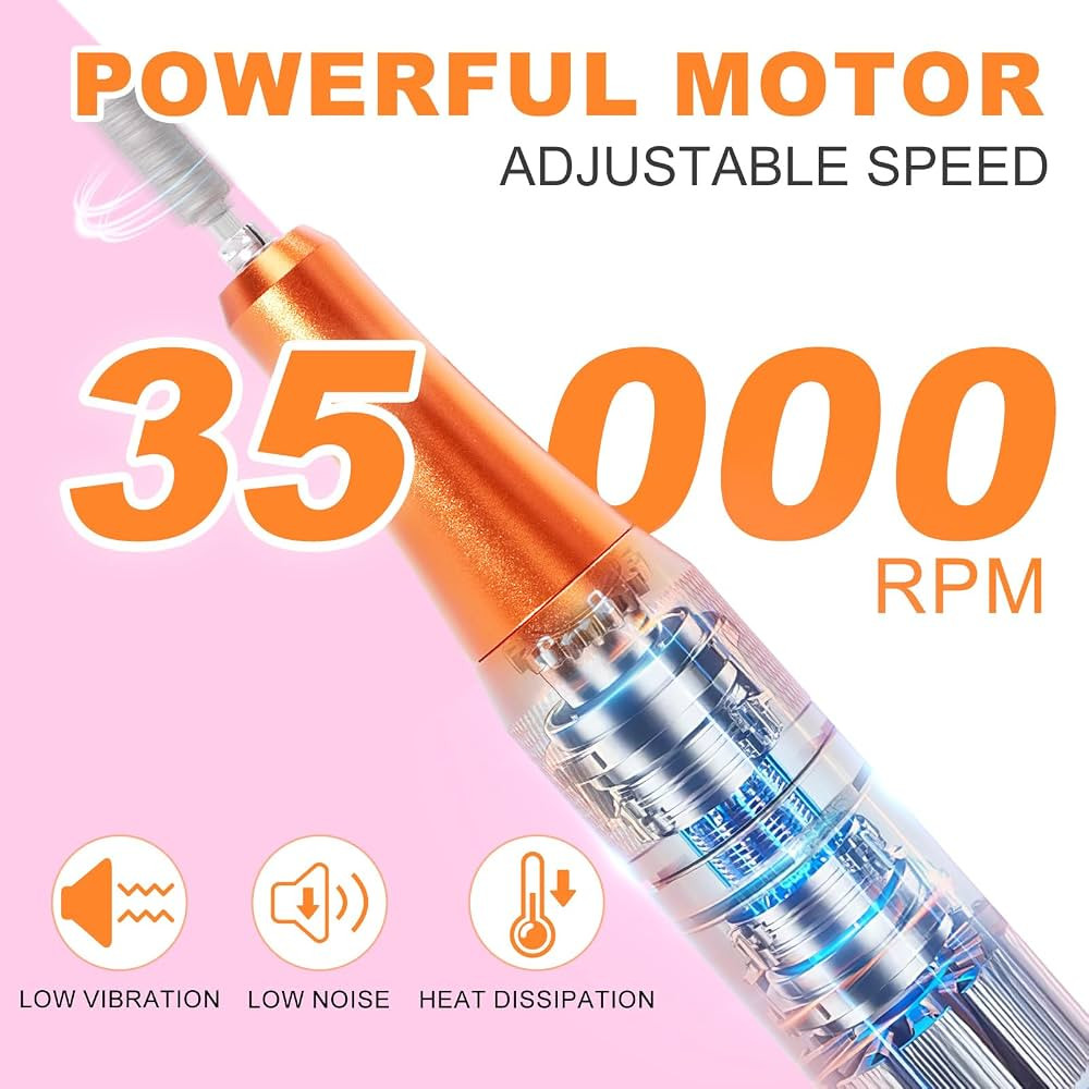 MEKK Professional Nail Drill, 35000RPM E-File for Acrylic Gel Nails | Amazon (US)