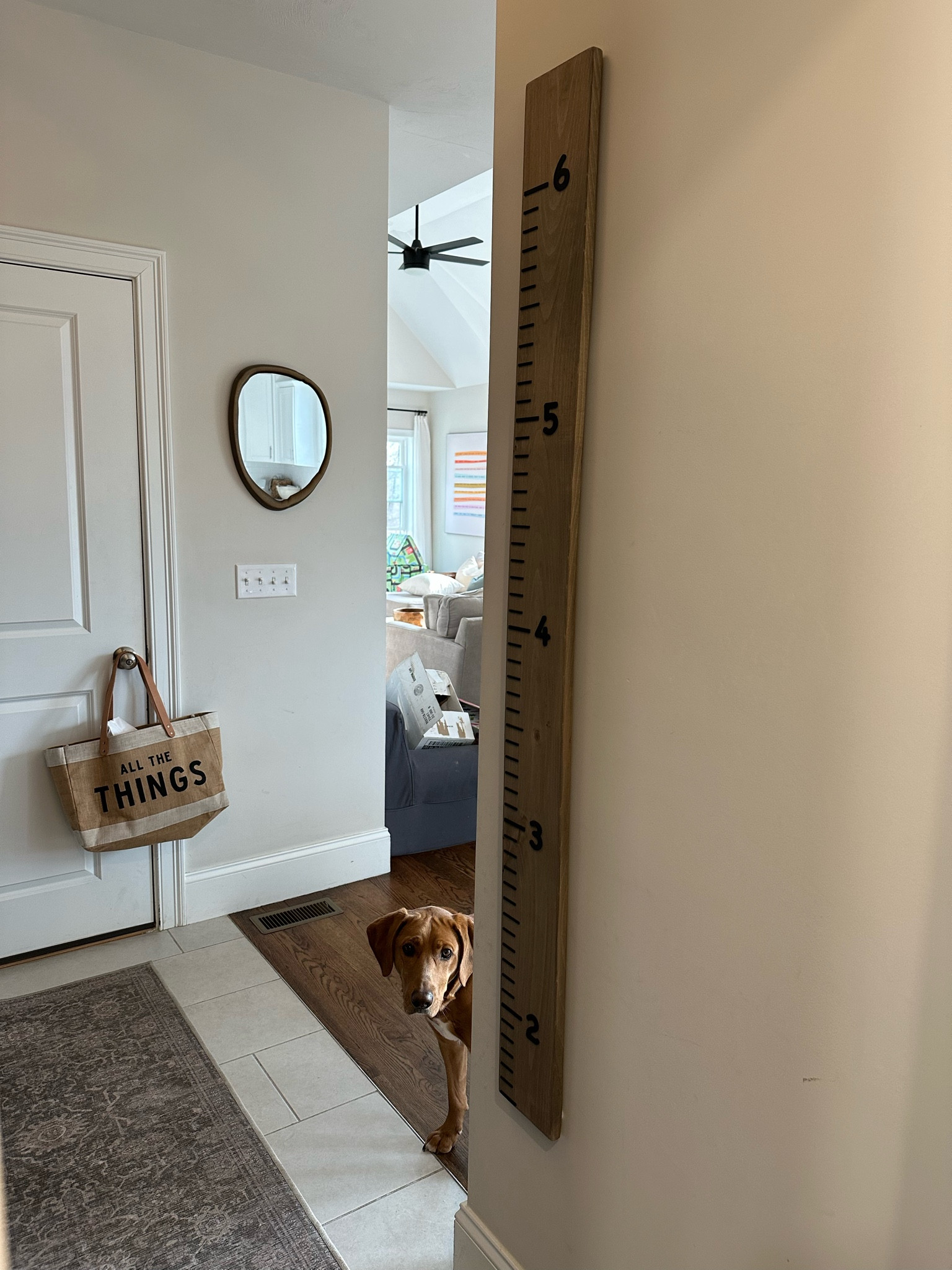 Wooden ruler height chart to measure the kids heights as they grow 💕