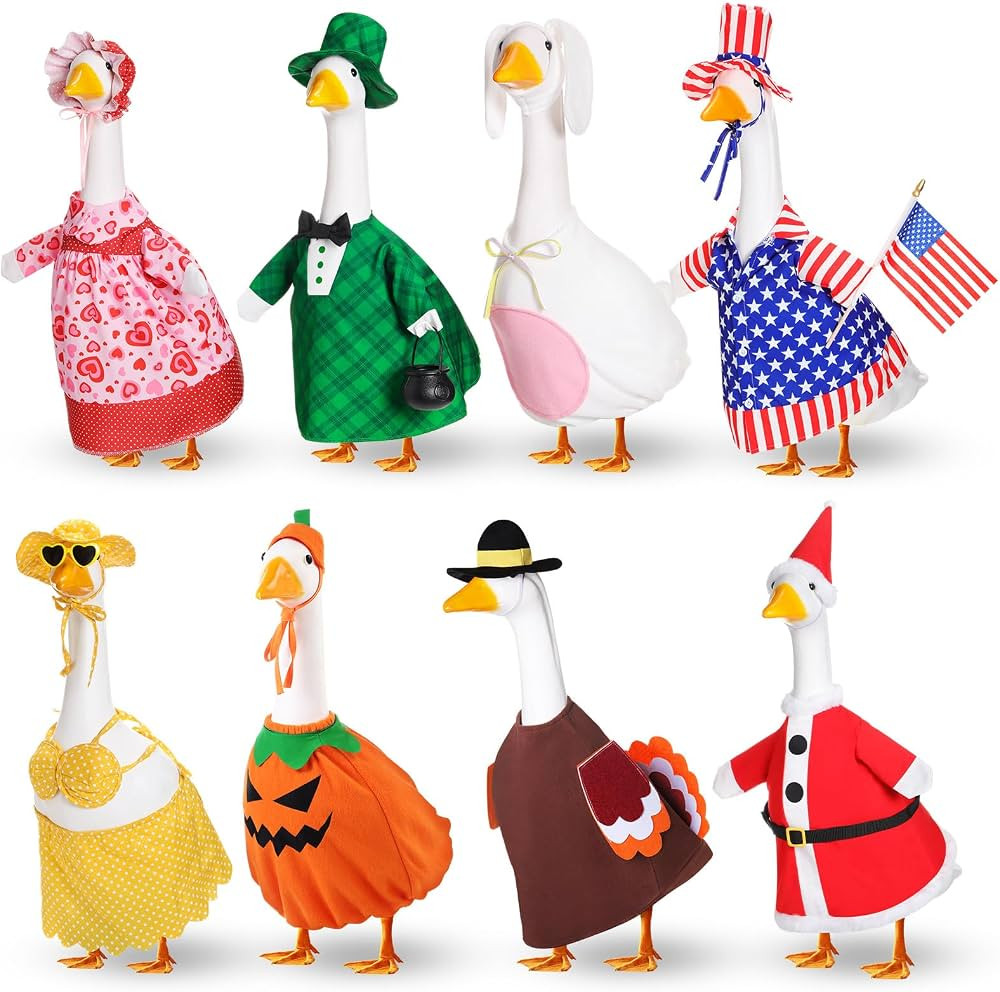 8 Set Holiday Porch Goose Outfits Valentine St. Patrick Easter Summer 4th of July Fall Halloween ... | Amazon (US)
