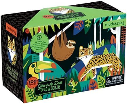 Mudpuppy Rainforest Glow-in-The-Dark Puzzle, 100 Pieces, 18”x12” –Perfect for Kids Age 5+ -... | Amazon (US)
