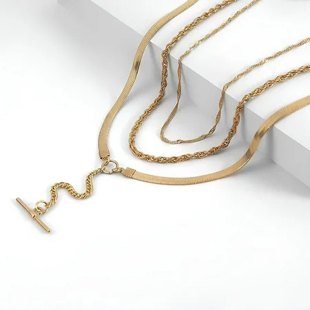 Sexy Sparkles Gold Tone Multilayer Necklace Layered Long Layer Chain for Women s Jewelry - Zinc Based Alloy | Walmart (US)