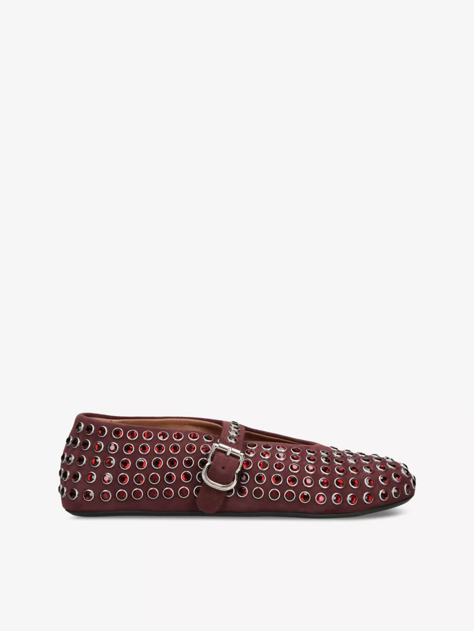 Riveted-strass leather ballet flats | Selfridges