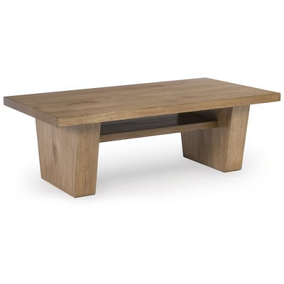 Signature Design by Ashley Kristiland Coffee Table with Storage Shelf, Light Brown | Target