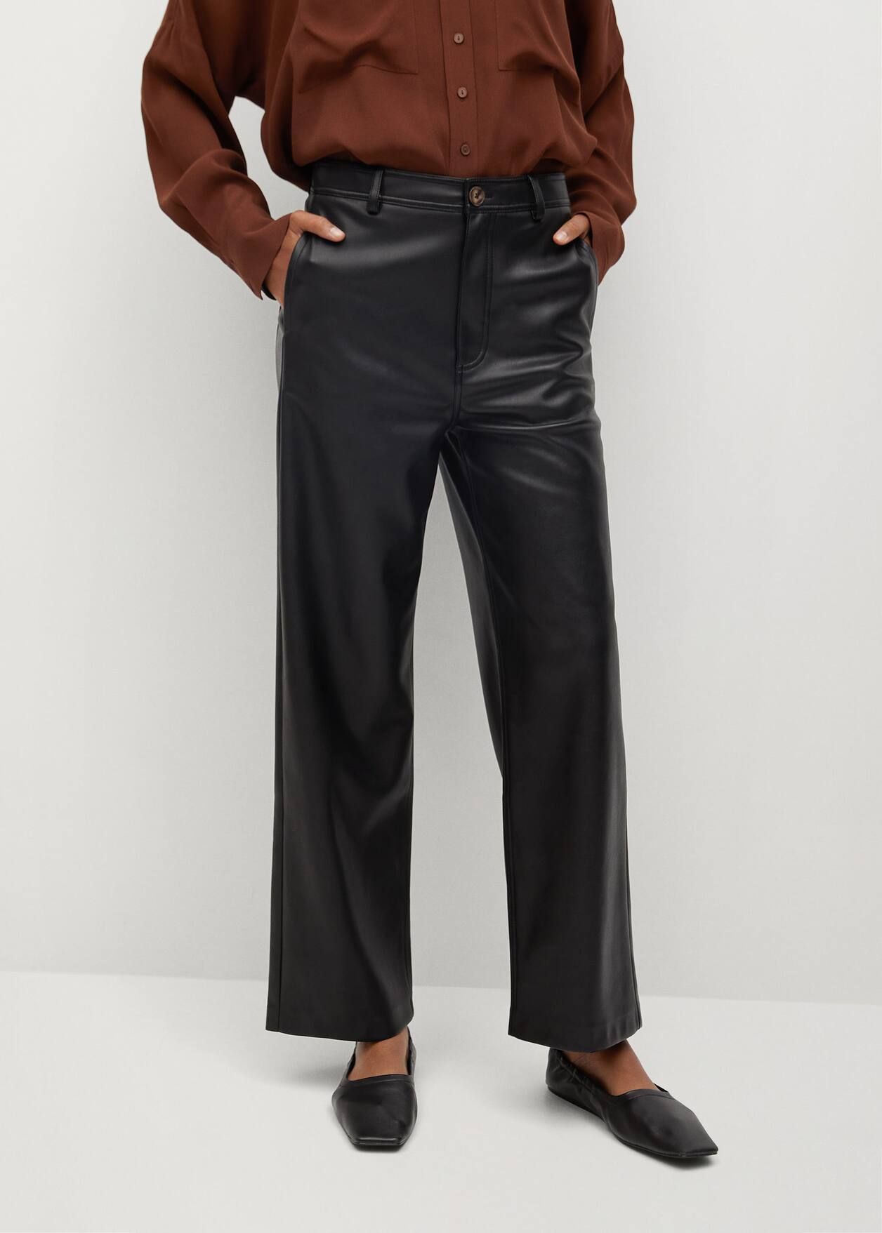 Faux leather culotte pants | MANGO (US)
