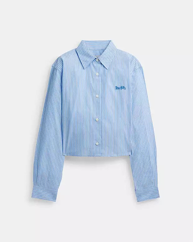 Striped Cropped Button Up Shirt | Coach Outlet US