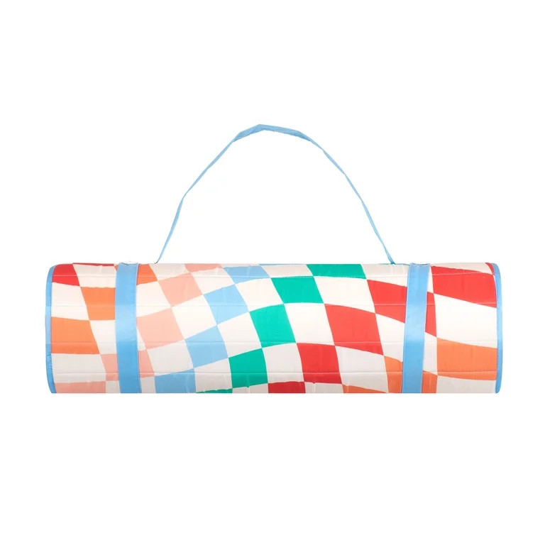 Mainstays Roll-Up Beach Mat, Wavy Checks | Walmart (US)