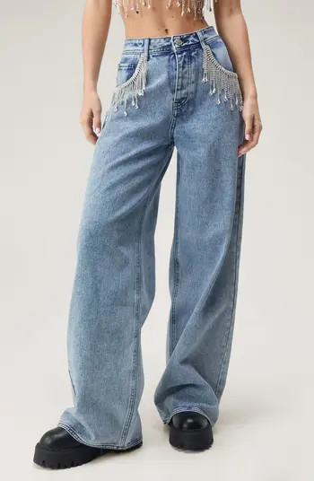 Embellished Fringe Wide Leg Jeans | Nordstrom