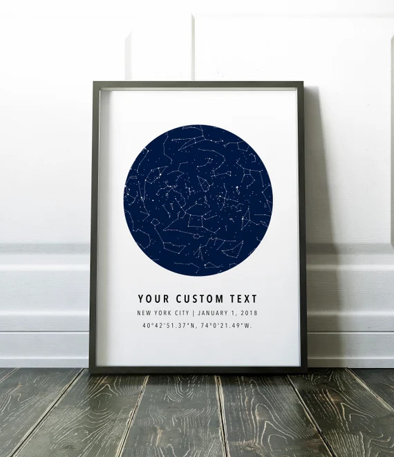 Custom Star Map, Constellation Chart, Map of the Night Sky, Custom Star Chart, Personalized Star ... | Etsy (US)