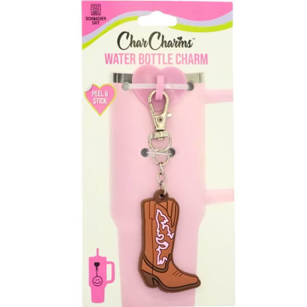 CharCharms Cow Girl Boot Water Bottle Charm with Stick-On Hook Bundle: Pink Drinkware Accessory f... | Target