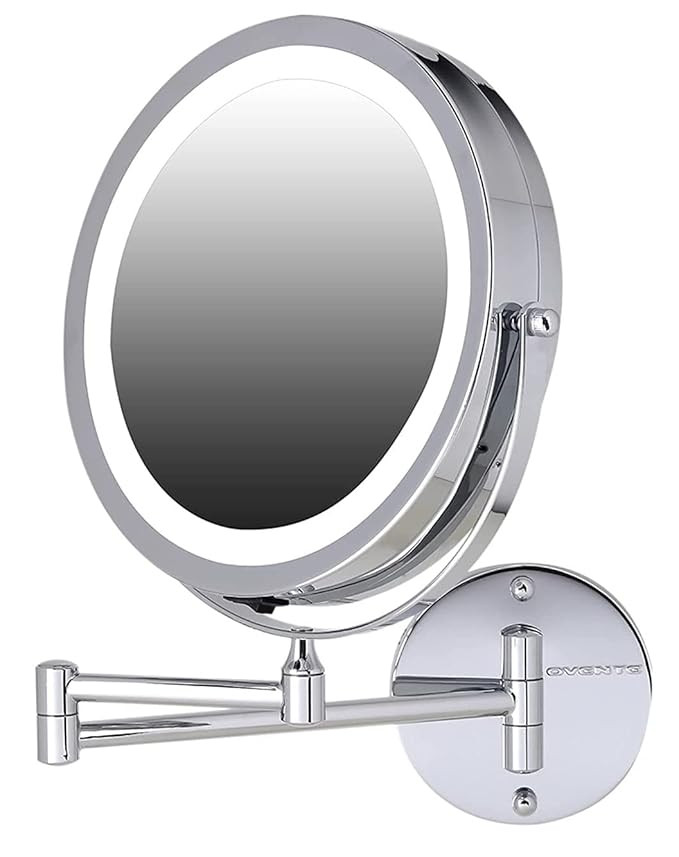 OVENTE 9" Lighted Wall Mount Makeup Mirror - 1X/ 10X Magnification, Battery Powered Glow Cosmetic... | Amazon (US)