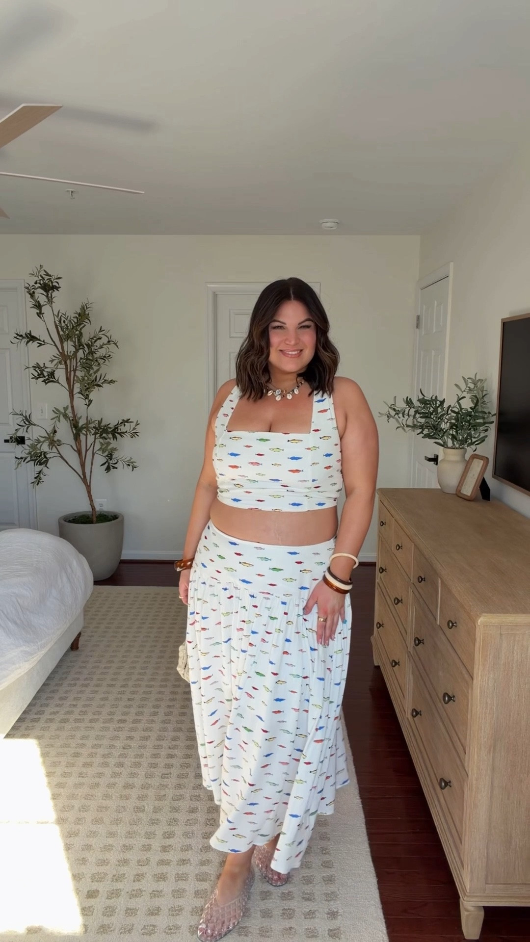 Midsize summer outfit idea! Headed to the beach next week and cannot wait to wear this cutie fish two piece set 🐟 

Shorts + bralette : xl
Set: skirt/top : 14 @Eloquii 
Flats : 9

#LTKgrwm #LTKTall #LTKMidsize