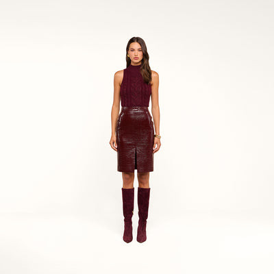 L'AGENCE Violetta Vegan Leather Skirt In Dark Port Croc | L'Agence
