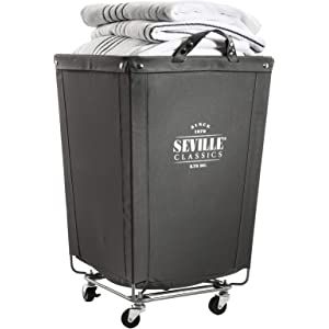 Seville Classics Commercial Heavy-Duty Canvas Laundry Hamper with Wheels, 18.1" D x 18.1" W x 27" H, | Amazon (US)